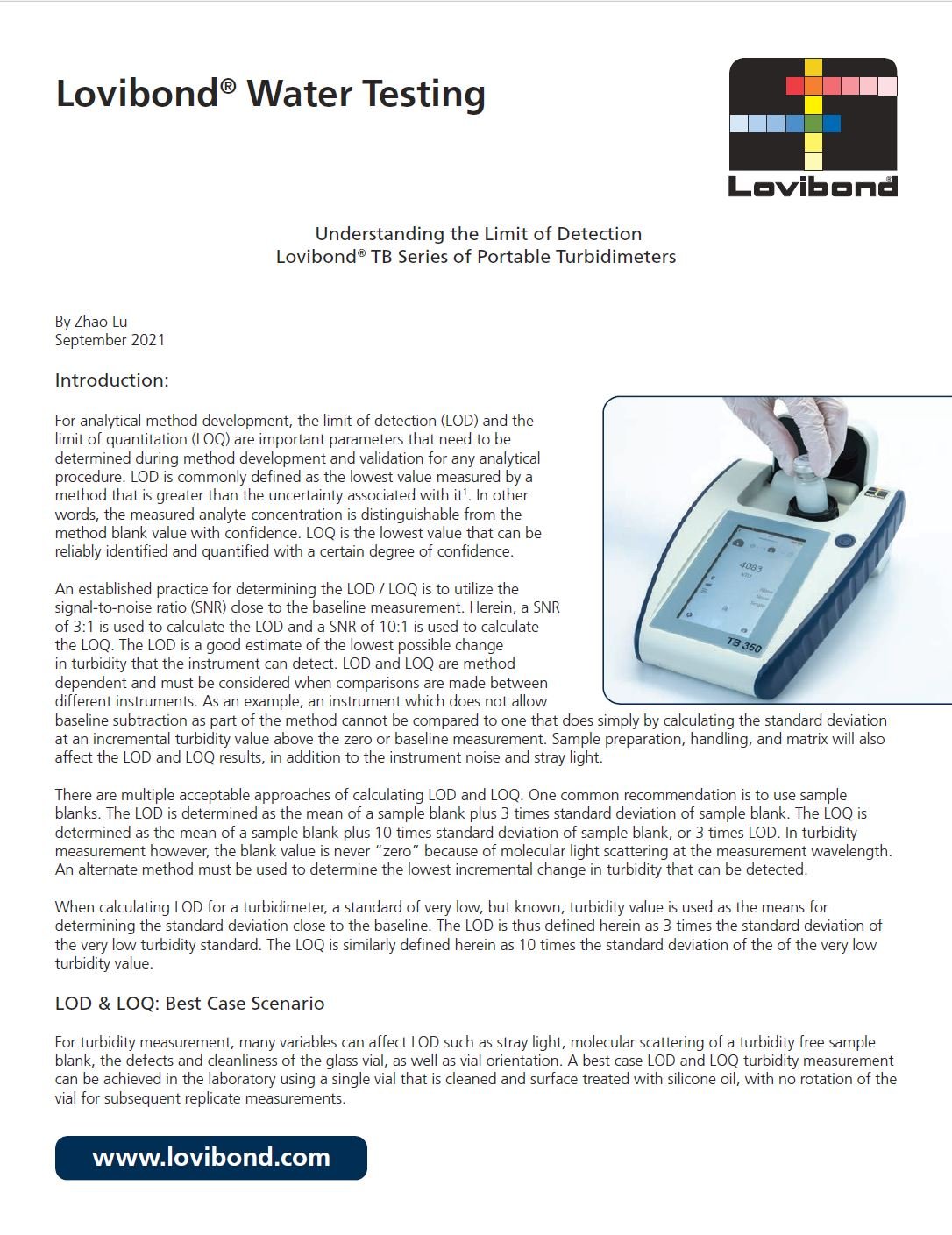 Understanding the Limit of Detection Lovibond® TB Series of Portable  Turbidimeters